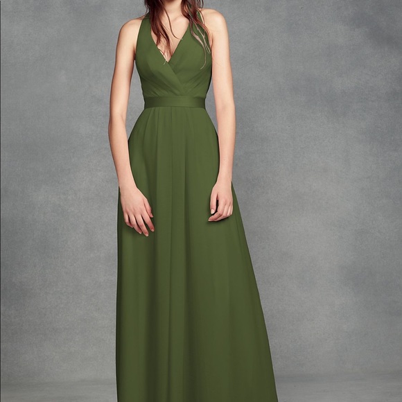 White by Vera Wang Dresses & Skirts - White by Vera Wang olive halter v-neck dress